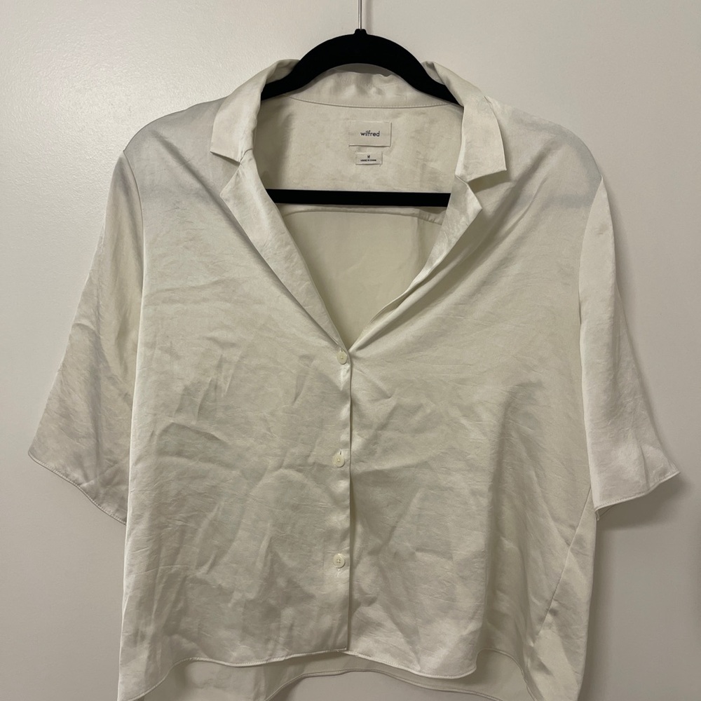 Aritzia Wilfred Beso Blouse Size M Light Birch